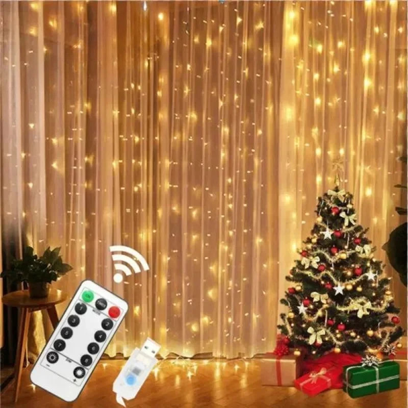 USB-Powered Fairy Lights Curtain Garland with Remote Control
