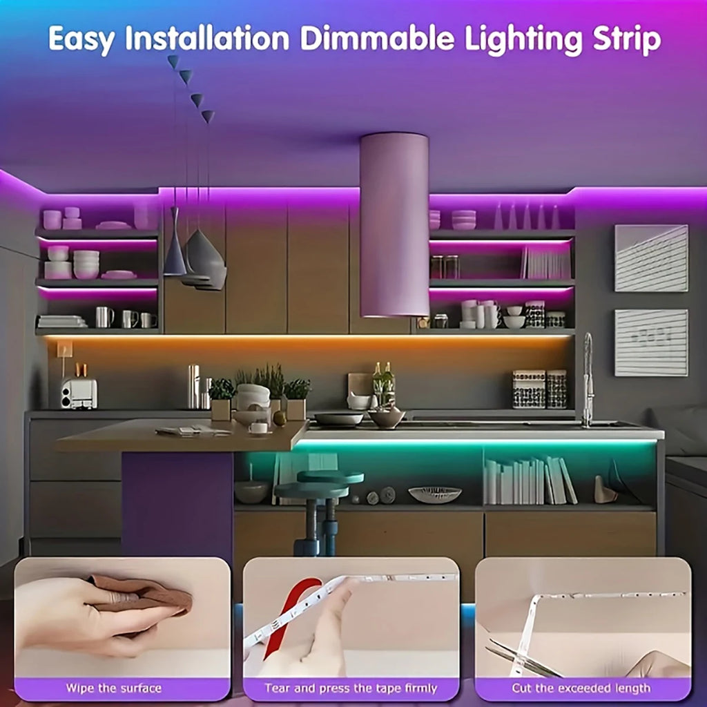 RGB LED Strip Lights with 44-Key Remote Control for Home & Party Decor
