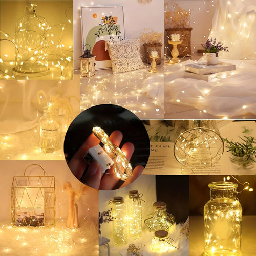 10-Piece LED String Lights – 8 Colors, Battery-Powered for Christmas & Party Decor