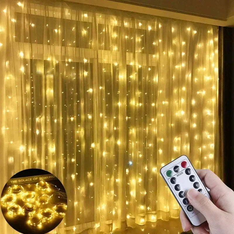 USB-Powered Fairy Lights Curtain Garland with Remote Control