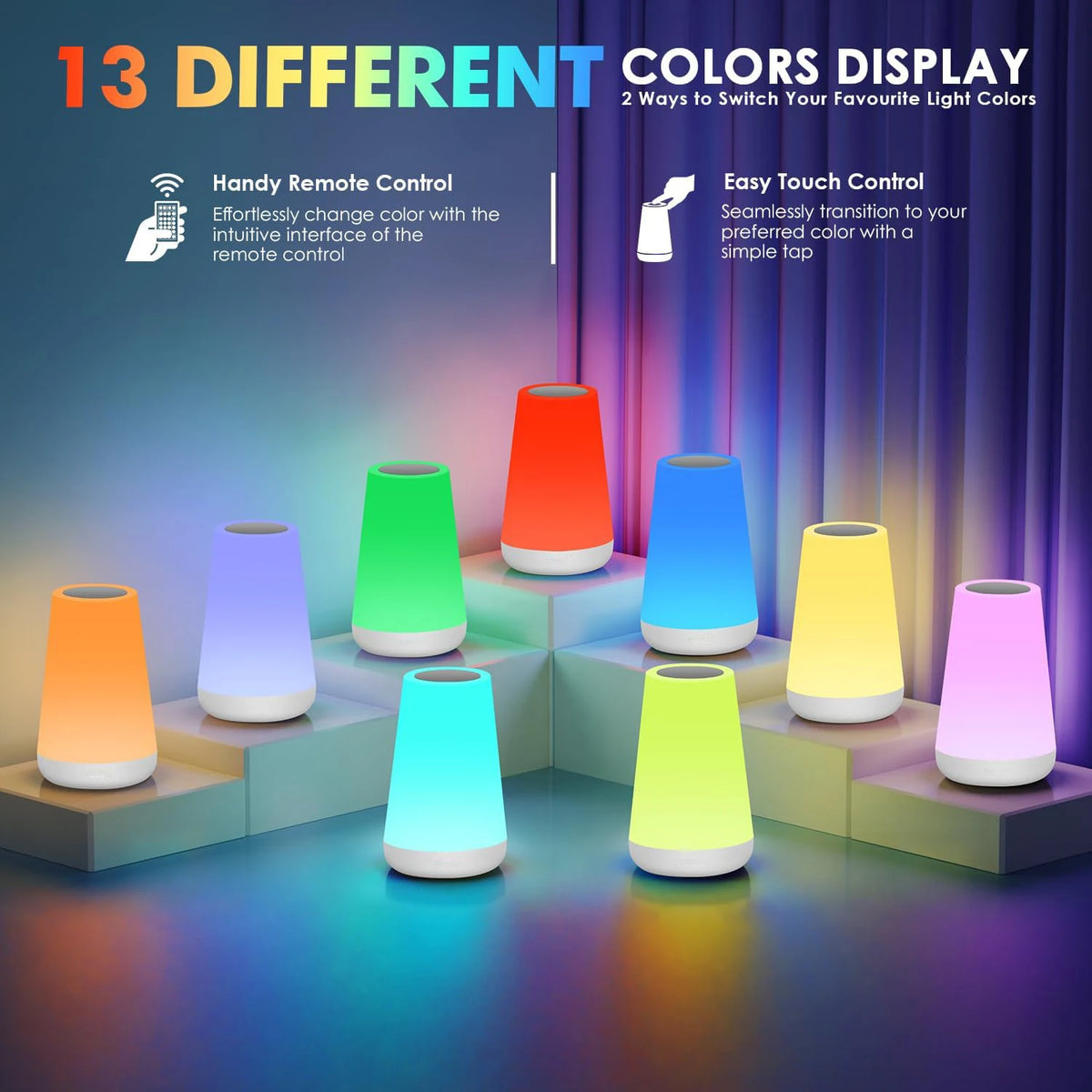LED Night Light with 13 Color Options and Remote Control