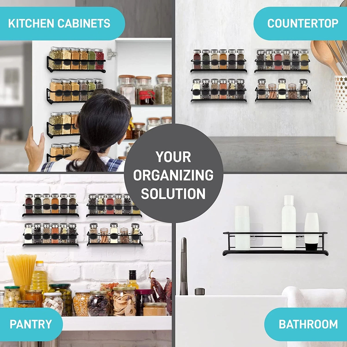 Wall-Mount Spice Rack Organizer