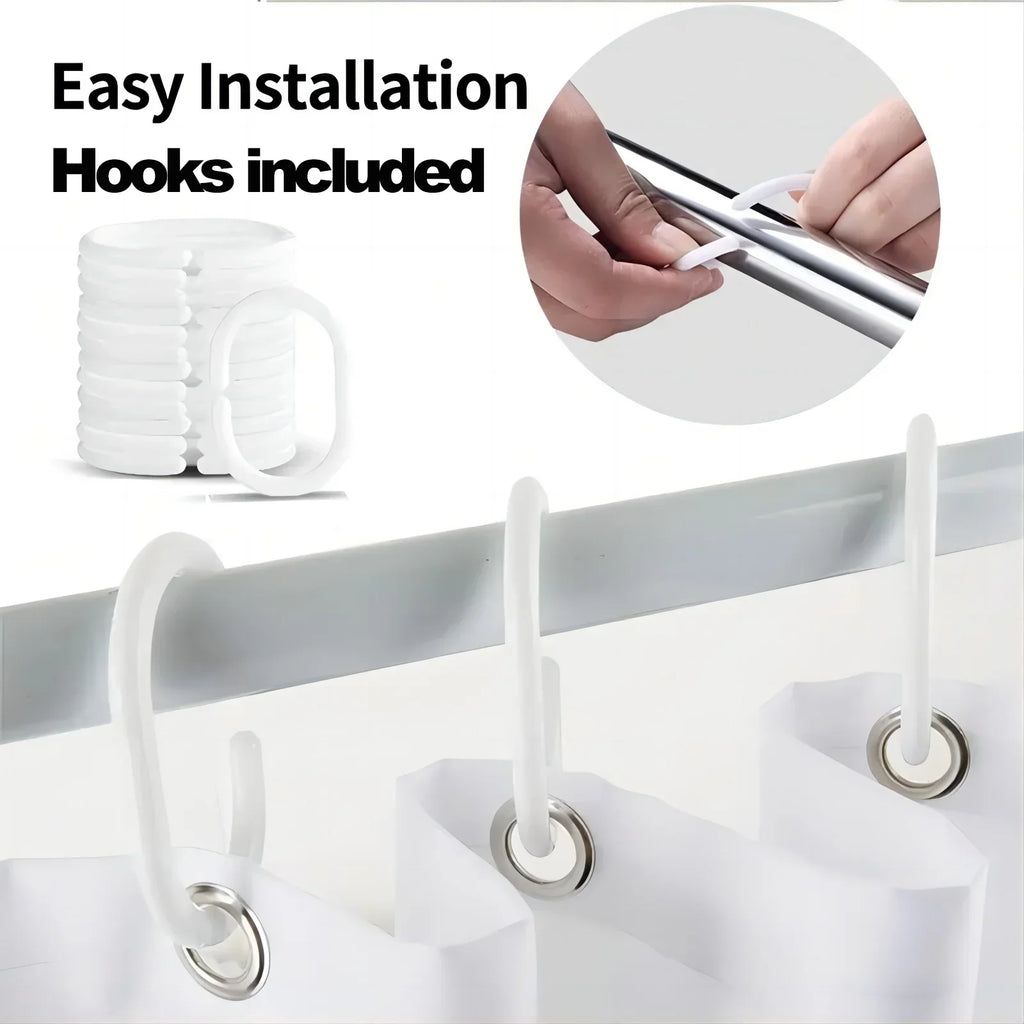 Waterproof Shower Curtain with Hooks