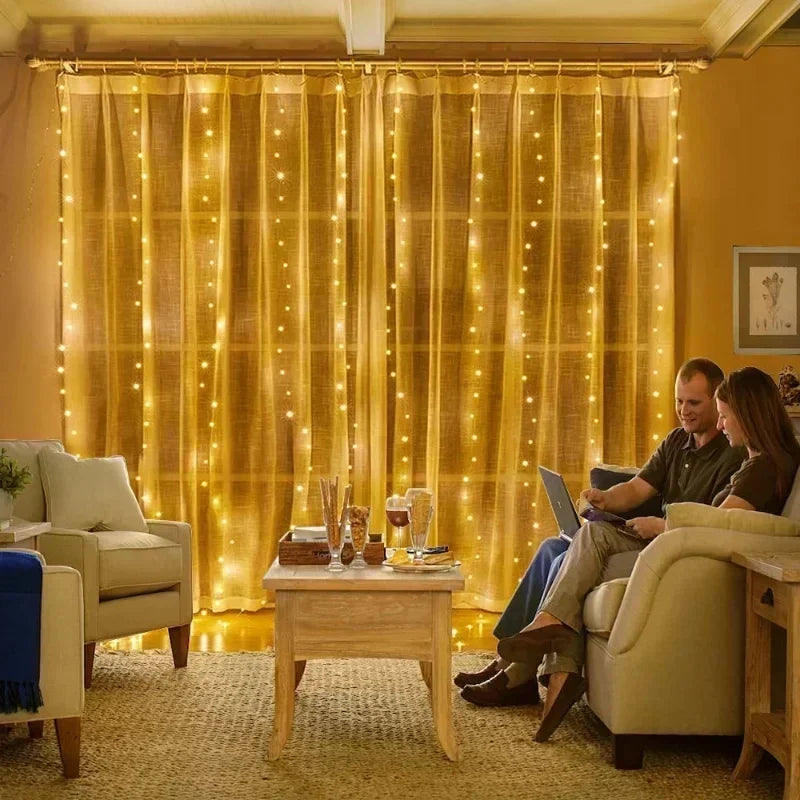 USB-Powered Fairy Lights Curtain Garland with Remote Control