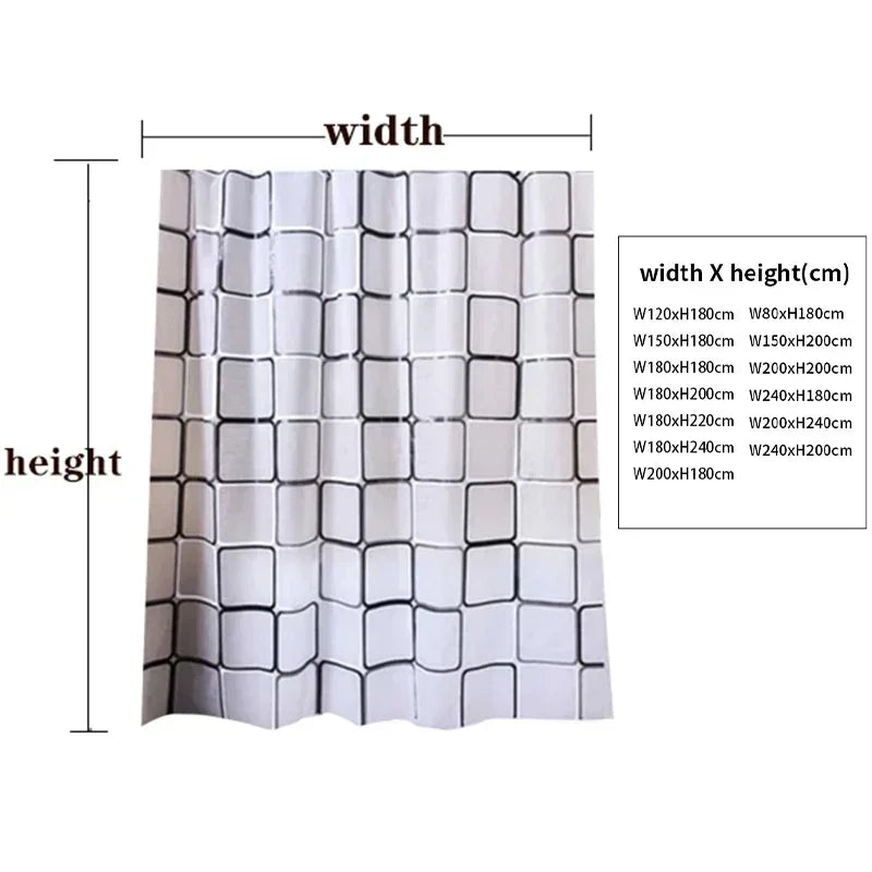 Waterproof Shower Curtain with Hooks